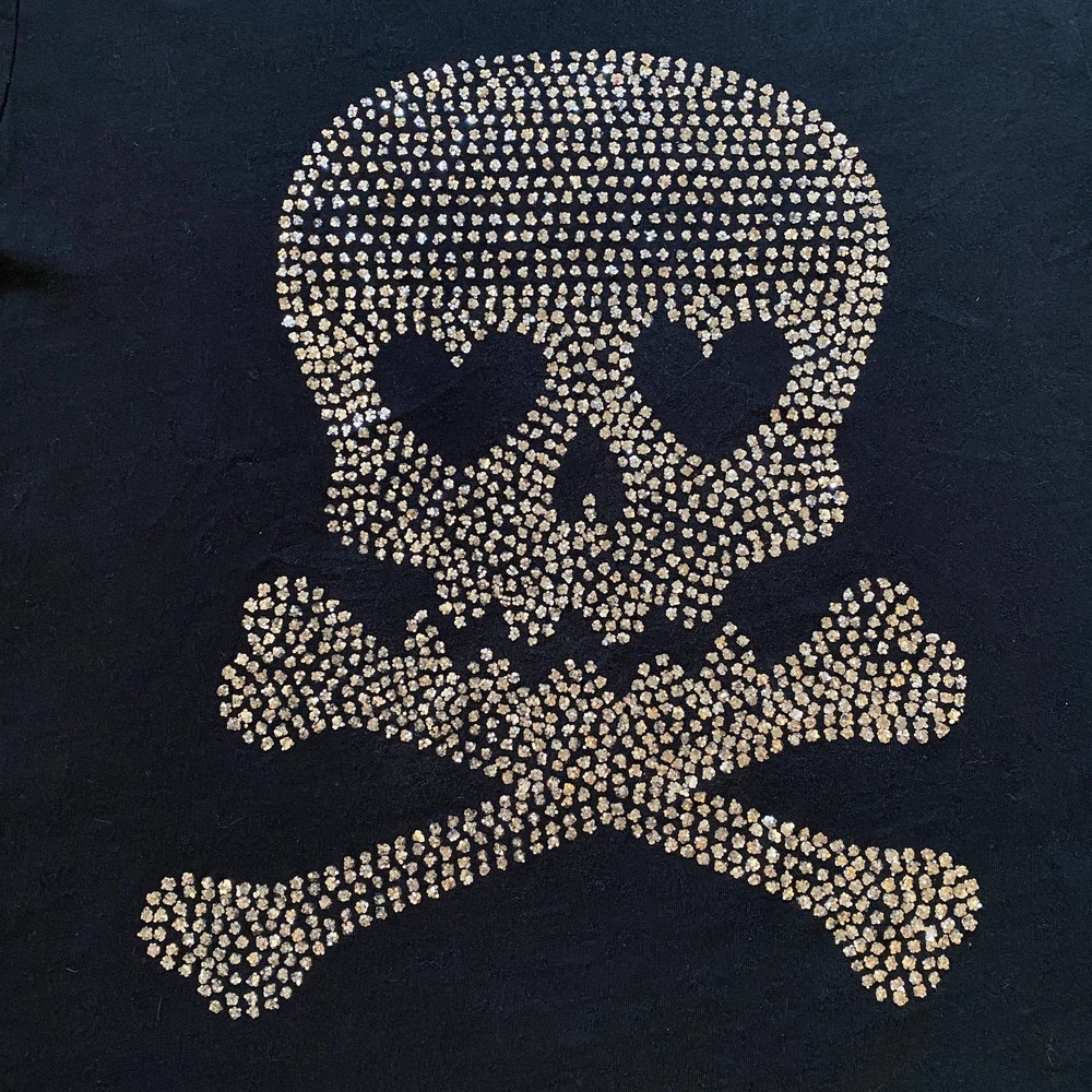 Ransom Silver Metallic Skull Black T-shirt! Beautiful 100% Cotton Tee S Like New - Picture 2 of 7
